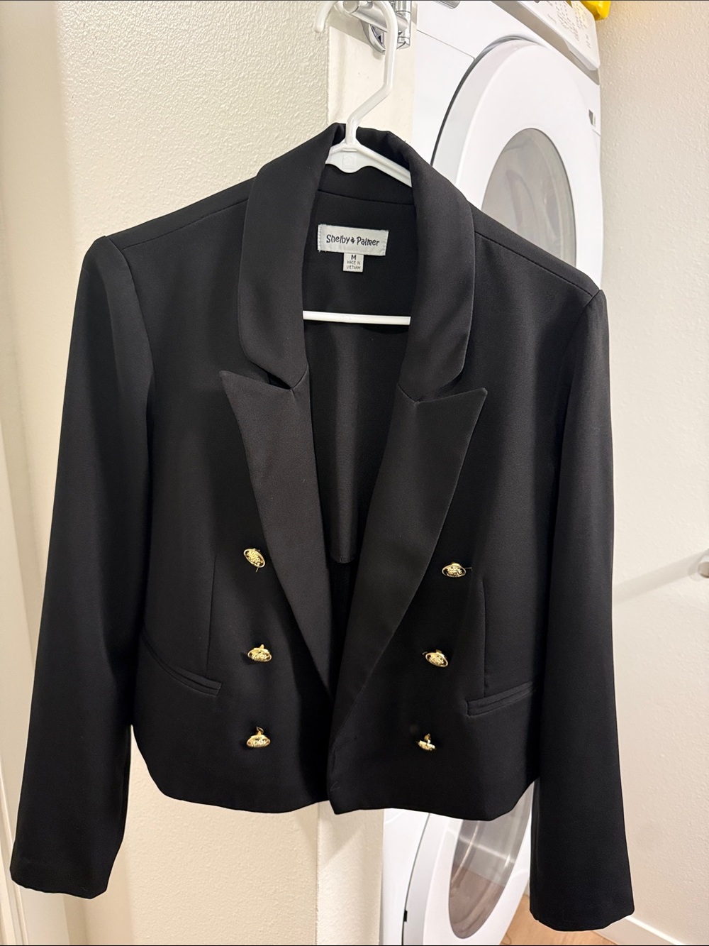 Shelby & Palmer Black Double-Breasted Blazer with Gold Buttons